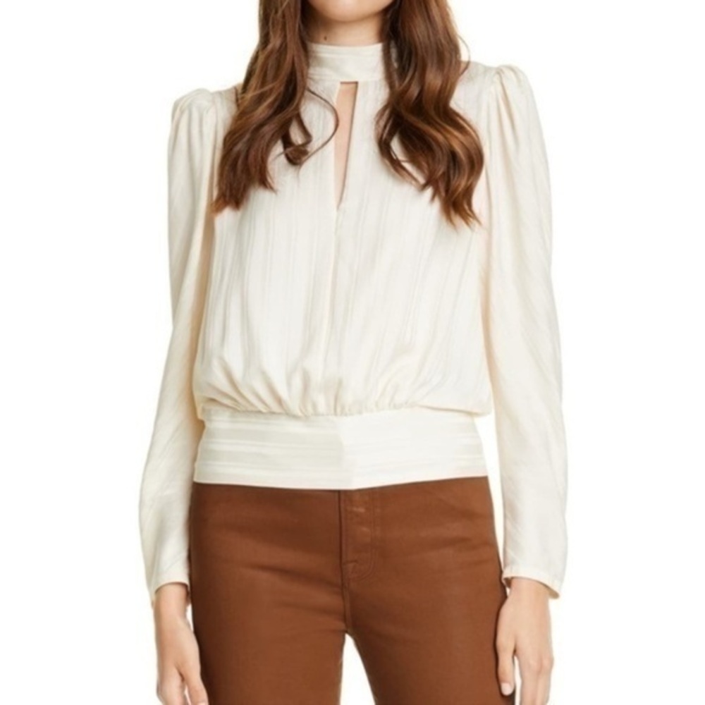 Frame silk long sleeve ivory blouse